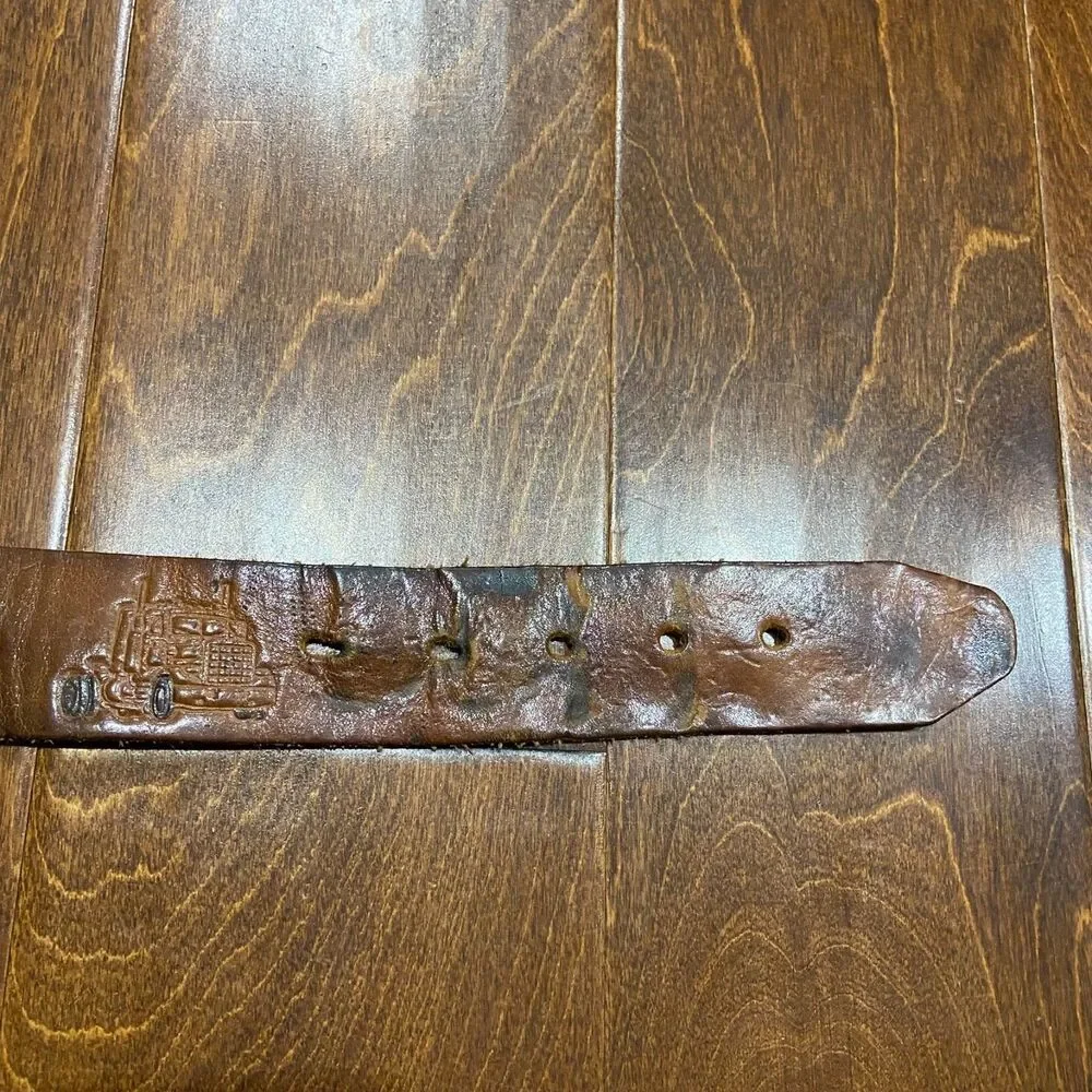 Kenworth Vintage Trucker G.I. Joe Brown Leather Embossed Belt Men's Size 30